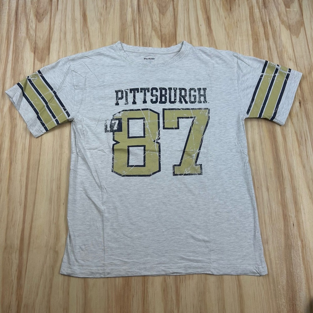 Pittsburgh Panthers 87 Jersey T Shirt Womens Large Gray Pitt College Football L